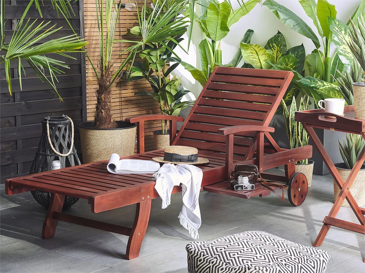 Tumbona De Jardín De Madera De Acacia Oscura TOSCANA 3 Tumbona De Jardín De Madera De Acacia Oscura TOSCANA