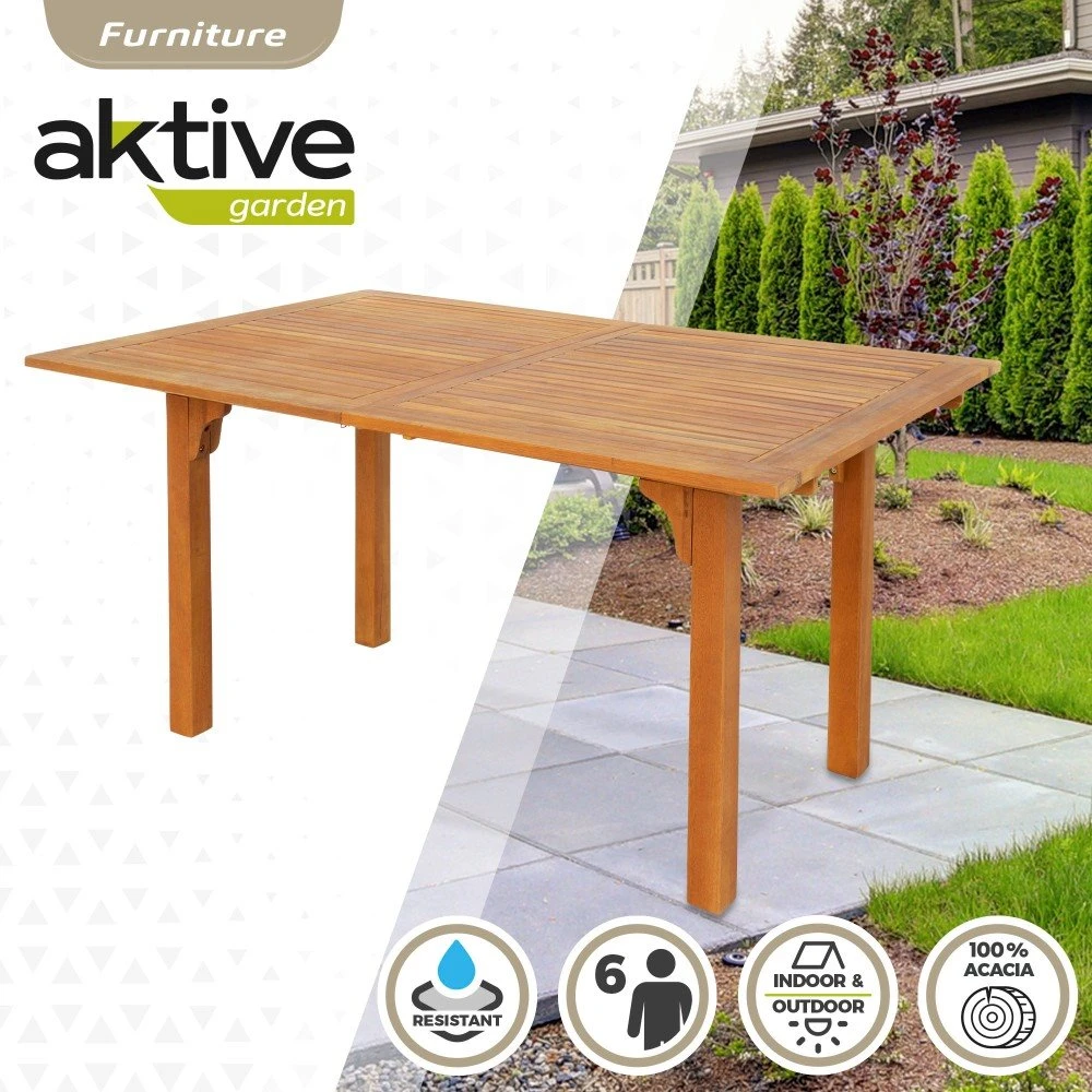 Mesa Jardín Extensible Rectangular Acacia 6 Comensales Aktive 4 Mesa Jardín Extensible Rectangular Acacia 6 Comensales Aktive - Imagen 2