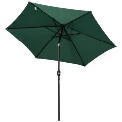 Outsunny Sombrilla Para Jardín Ø270x235 Cm Parasol De Aluminio Con Reclinable Con Manivela Y 6 Varillas Para Terraza Exterior Balcón Verde