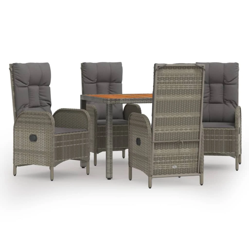 Set Comedor De Jardín 5 Piezas Con Cojines Ratán Sintético Gris VidaXL 4 Set Comedor De Jardín 5 Piezas Con Cojines Ratán Sintético Gris VidaXL - Imagen 2