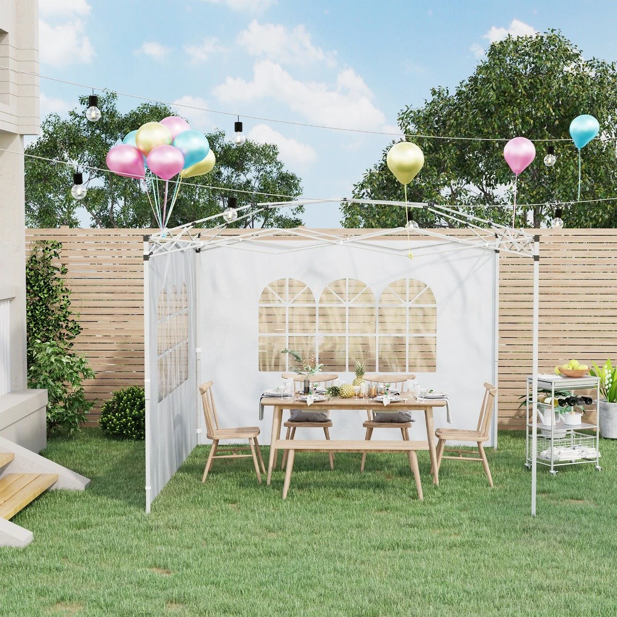 Outsunny 2 Paredes Parte Laterales Para Carpa 3x2 Lado Parasol De Gazebo Tela Oxford Con Ventana Medidas Apto Para 3x3 3x6 Blanco 4 Outsunny 2 Paredes Parte Laterales Para Carpa 3x2 Lado Parasol De Gazebo Tela Oxford Con Ventana Medidas Apto Para 3x3 3x6 Blanco - Imagen 2