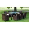 Set Comedor De Jardín 9 Piezas Y Cojines Ratán Sintético Marrón VidaXL