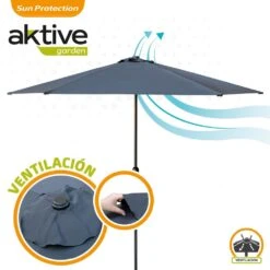 Parasol Hexagonal 300 Cm Color Antracita Mástil Aluminio Aktive Garden -OUTSUNNY TIENDA e074dec114002cb0aa469686fa8454b66612d9e6 24fcf39b69c547aeafcba92aa4b97029