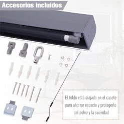 Outsunny Toldo Vertical Enrollable Con Manivela Protección UV Para Interior Y Exterior Balcón Porche Terraza 140x250 Cm Gris 18 Outsunny Toldo Vertical Enrollable Con Manivela Protección UV Para Interior Y Exterior Balcón Porche Terraza 140x250 Cm Gris -OUTSUNNY TIENDA e1496a0527a726eec565aa5a0edbf0bb33044223 4fe844b98d6d40d88bdc943d25adfa24