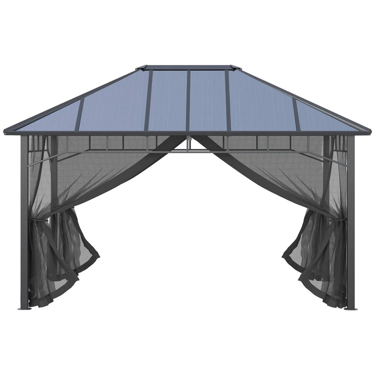 Outsunny Cenador De Jardín 4x3 M Aluminio Pabellón Para Exterior Con Techo De Policarbonato Y 4 Mosquiteras Laterales Con Cremalleras Para Fiestas Eventos Gris 10 Outsunny Cenador De Jardín 4x3 M Aluminio Pabellón Para Exterior Con Techo De Policarbonato Y 4 Mosquiteras Laterales Con Cremalleras Para Fiestas Eventos Gris - Imagen 8