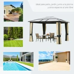 Outsunny Cenador Para Jardín 3x3.6 M Alumnio Pabellón Para Exterior Con Techo De Policarbonato Anti-UV Y 4 Mosquiteras Laterales Con Cremalleras Para Fiestas Eventos Beige 20 Outsunny Cenador Para Jardín 3x3.6 M Alumnio Pabellón Para Exterior Con Techo De Policarbonato Anti-UV Y 4 Mosquiteras Laterales Con Cremalleras Para Fiestas Eventos Beige -OUTSUNNY TIENDA e36cd6c0e544e68aed03db9412134115e3819a7a e1bf62a27b424582be651e71ae3da2c3