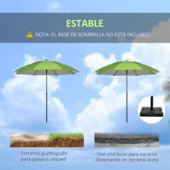 Outsunny Sombrilla De Playa Ø185x205 Cm Parasol Para Terraza Con Techo Doble Ángulo Ajustable Protección UV30+ 8 Varillas De Acero Y Bolsa De Transporte Verde -OUTSUNNY TIENDA e3811d8b30b9bcc6190a9581f3398ade0755ece2 53fe104495014c12a8d1c04688950d79