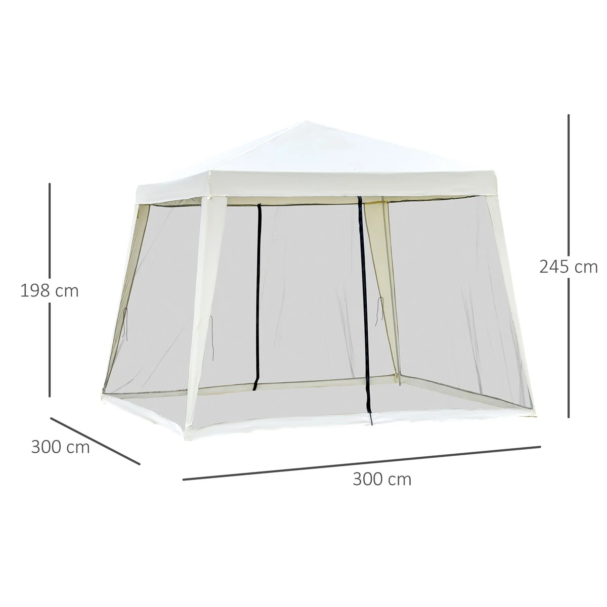 Outsunny Carpa De Jardín 3x3 M Cenador Con 4 Partes Laterales Mosquitera Con Cremallera Protección UV Para Patio Exterior Eventos Fiesta Beige 5 Outsunny Carpa De Jardín 3x3 M Cenador Con 4 Partes Laterales Mosquitera Con Cremallera Protección UV Para Patio Exterior Eventos Fiesta Beige - Imagen 3