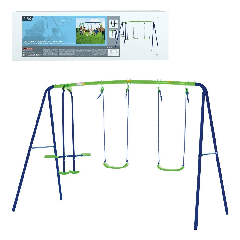 Columpio Doble Con Balancín Aktive Sports 3 Columpio Doble Con Balancín Aktive Sports