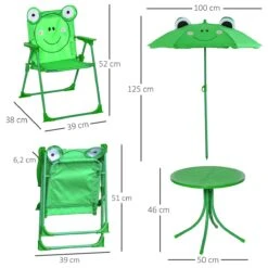 Outsunny Set De Mesa Y Sillas Infantil De Jardín Conjunto De Picnic Plegable Para Niños Juego De Mesa Con Sombrilla Ajustable En Altura De 100-125 Cm Diseño De Rana Verde 13 Outsunny Set De Mesa Y Sillas Infantil De Jardín Conjunto De Picnic Plegable Para Niños Juego De Mesa Con Sombrilla Ajustable En Altura De 100-125 Cm Diseño De Rana Verde -OUTSUNNY TIENDA e6db22a5a63cc6026a0650aace3e2561f4d68eab 0ad2d57299cf4d6fb0e60fcd670fec99