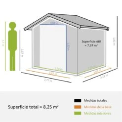 Outsunny Cobertizo De Jardín 322x277x192 Cm Base De 8,25 M² Caseta De Exterior Metálica Para Almacenamiento De Herramientas Con 2 Puertas Correderas Y 4 Ventanas Gris 13 Outsunny Cobertizo De Jardín 322x277x192 Cm Base De 8,25 M² Caseta De Exterior Metálica Para Almacenamiento De Herramientas Con 2 Puertas Correderas Y 4 Ventanas Gris -OUTSUNNY TIENDA e7e08a7a4a106d4ba491a451d6564b6d6769f8c8 6f14503ee27a4ee99fabcaa402a3766f
