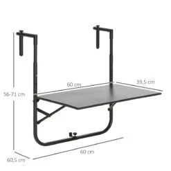 Outsunny Mesa Colgante Para Balcón Mesa De Pared De Acero Con Altura Ajustable En 4 Posiciones Carga Máx. 15 Kg Para Terraza Jardín 60x60,5x56-71 Cm Negro 13 Outsunny Mesa Colgante Para Balcón Mesa De Pared De Acero Con Altura Ajustable En 4 Posiciones Carga Máx. 15 Kg Para Terraza Jardín 60x60,5x56-71 Cm Negro -OUTSUNNY TIENDA e7e79823a5e7f7575eb8674f2ae04656f122b9d4 86542ab113a44cc6b3f2a7b3c9c1586b