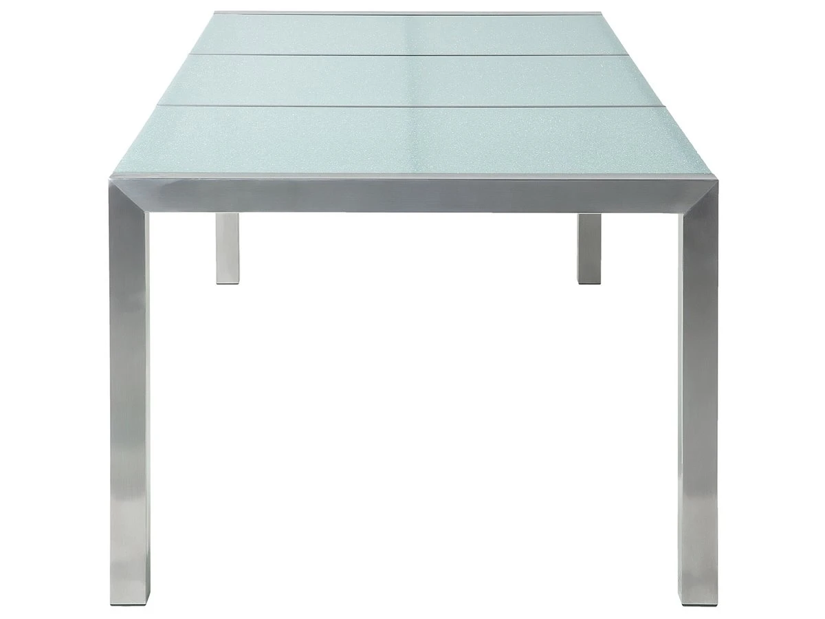 Mesa De Comedor De Metal/vidrio Templado Transparente/plateado 220 X 100 Cm GROSSETO 9 Mesa De Comedor De Metal/vidrio Templado Transparente/plateado 220 X 100 Cm GROSSETO - Imagen 7