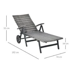 Outsunny Tumbona De Jardín De Ratán 192x74x55 Cm Con Respaldo Reclinable En 7 Posiciones Reposabrazos Y Ruedas Marco De Aluminio Para Patio Terraza Balcón Gris -OUTSUNNY TIENDA e87350e0c38229708c4aa5b72f5ee62e31ee506c d56dd01cc9054e8f89c7a6c856421bcd