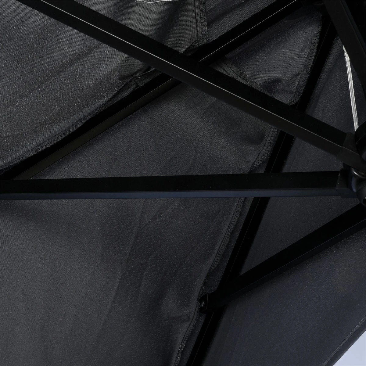 Outsunny Sombrilla Semicircular Con 24 Luces LED Solar 270x135x240 Cm Parasol De Jardín Con Manivela Techo De Ventilación Para Pared Terraza Gris 10 Outsunny Sombrilla Semicircular Con 24 Luces LED Solar 270x135x240 Cm Parasol De Jardín Con Manivela Techo De Ventilación Para Pared Terraza Gris - Imagen 8