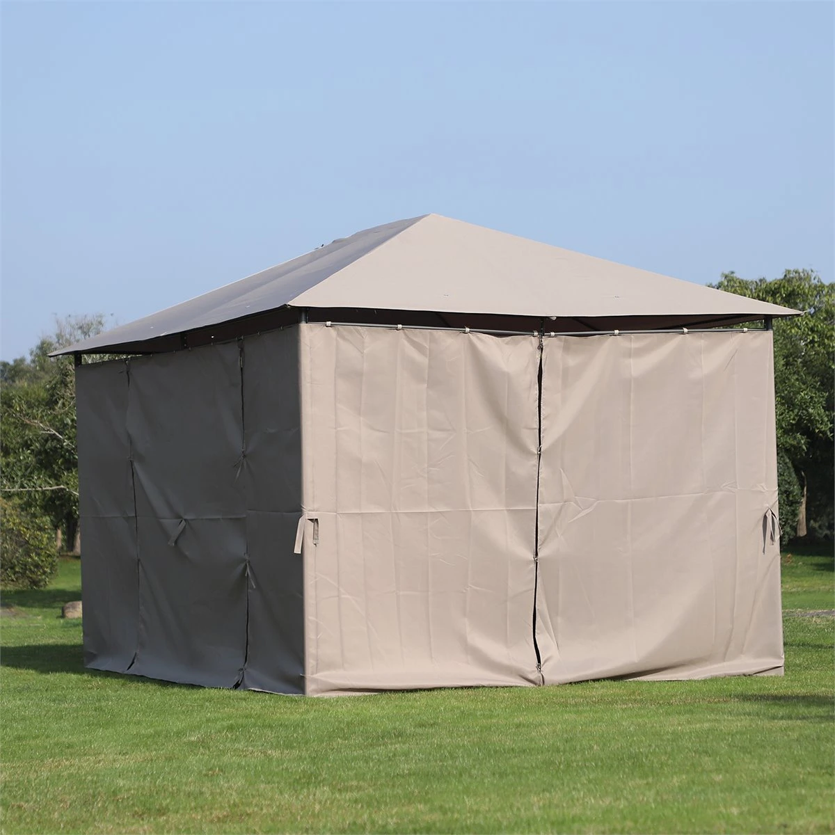 Outsunny Cenador Con Techo Al Aire Libre Gazebo Pabellón Exterior Con Pared Lateral Cenador Carpa De Jardín 4x3 M Marco De Acero Para Fiesta Eventos 7 Outsunny Cenador Con Techo Al Aire Libre Gazebo Pabellón Exterior Con Pared Lateral Cenador Carpa De Jardín 4x3 M Marco De Acero Para Fiesta Eventos - Imagen 5