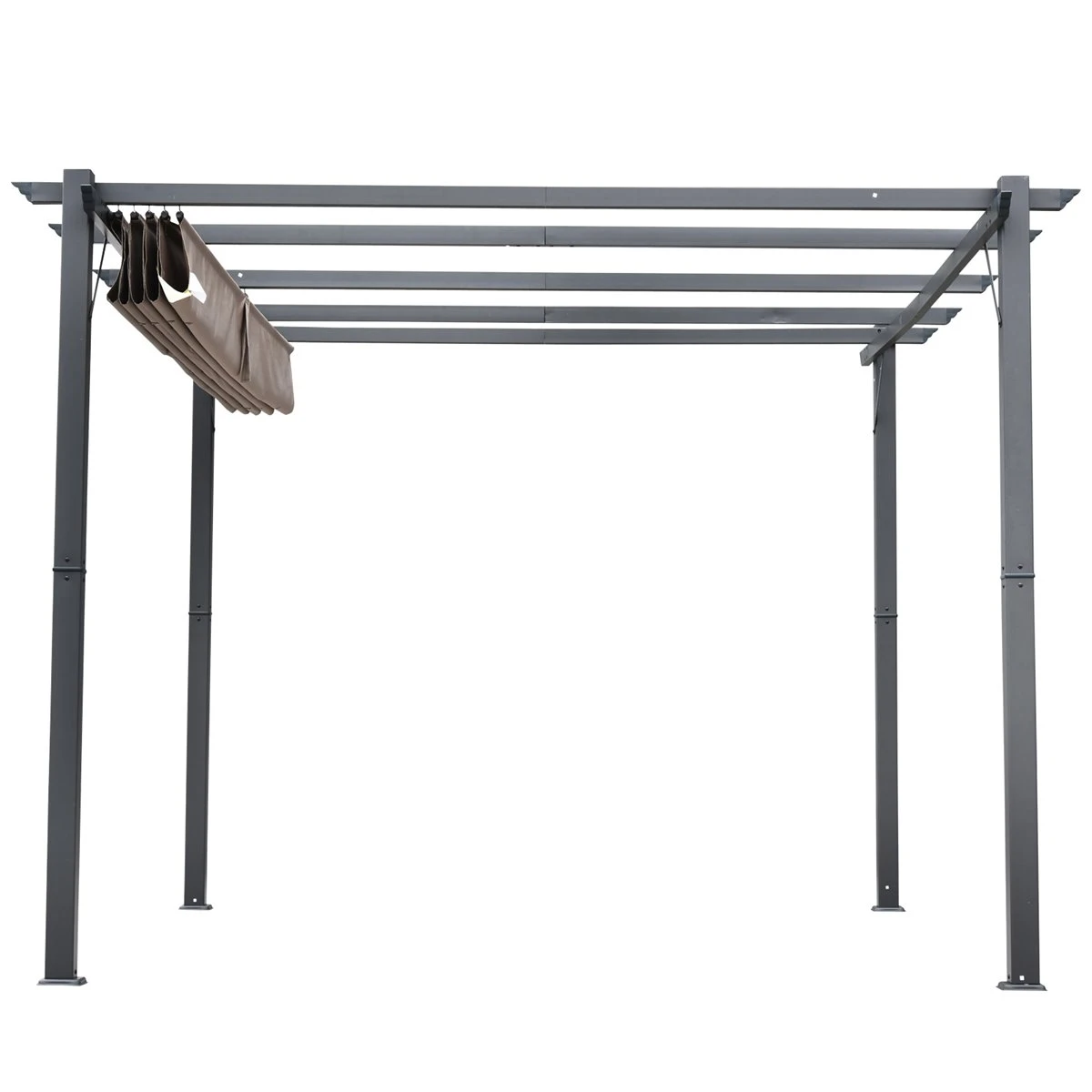 Outsunny Pérgola De Aluminio Gazebo Cenador 3x3m Para Jardín Patio O Terraza Con Techo Retráctil Tela Poliéster Resistente A Agua Y UV 7 Outsunny Pérgola De Aluminio Gazebo Cenador 3x3m Para Jardín Patio O Terraza Con Techo Retráctil Tela Poliéster Resistente A Agua Y UV - Imagen 5