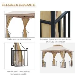 Outsunny Cenador De Jardín 3x3 M Con 4 Cortinas Laterales De Cremallera Y Doble Techo Con 8 Orificios De Drenaje Estilo Moderno Para Patio Aire Libre Beige 15 Outsunny Cenador De Jardín 3x3 M Con 4 Cortinas Laterales De Cremallera Y Doble Techo Con 8 Orificios De Drenaje Estilo Moderno Para Patio Aire Libre Beige -OUTSUNNY TIENDA ebf8ccd1c38a93220b1c0ad991e165672f3f6712 4b3654352fce4e8e95022493852ce2b2
