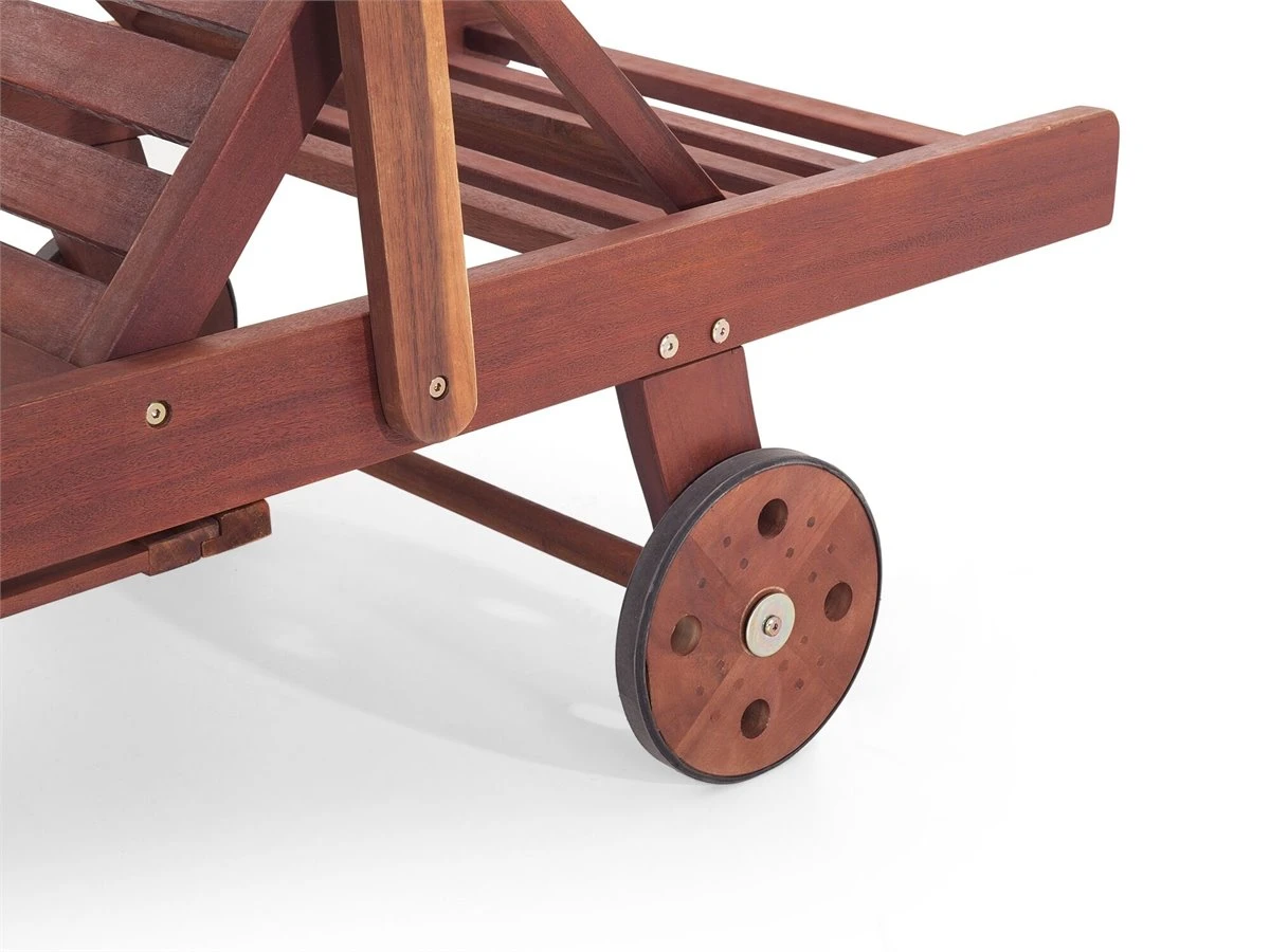 Tumbona De Jardín Madera Con Ruedas Cojín Rayas Azul Beige TOSCANA 11 Tumbona De Jardín Madera Con Ruedas Cojín Rayas Azul Beige TOSCANA - Imagen 9