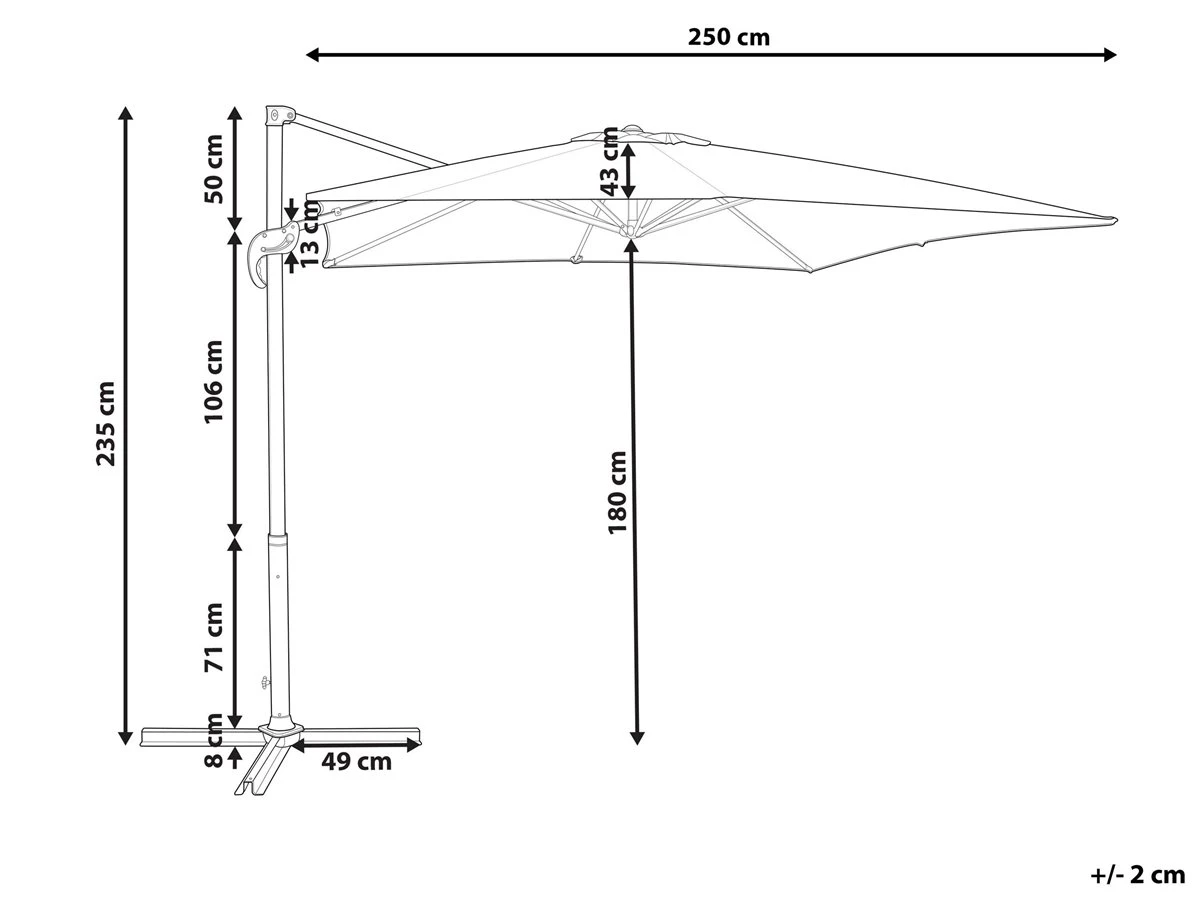 Sombrilla De Jardín 250x250x235 Cm Gris Oscuro MONZA 5 Sombrilla De Jardín 250x250x235 Cm Gris Oscuro MONZA - Imagen 3