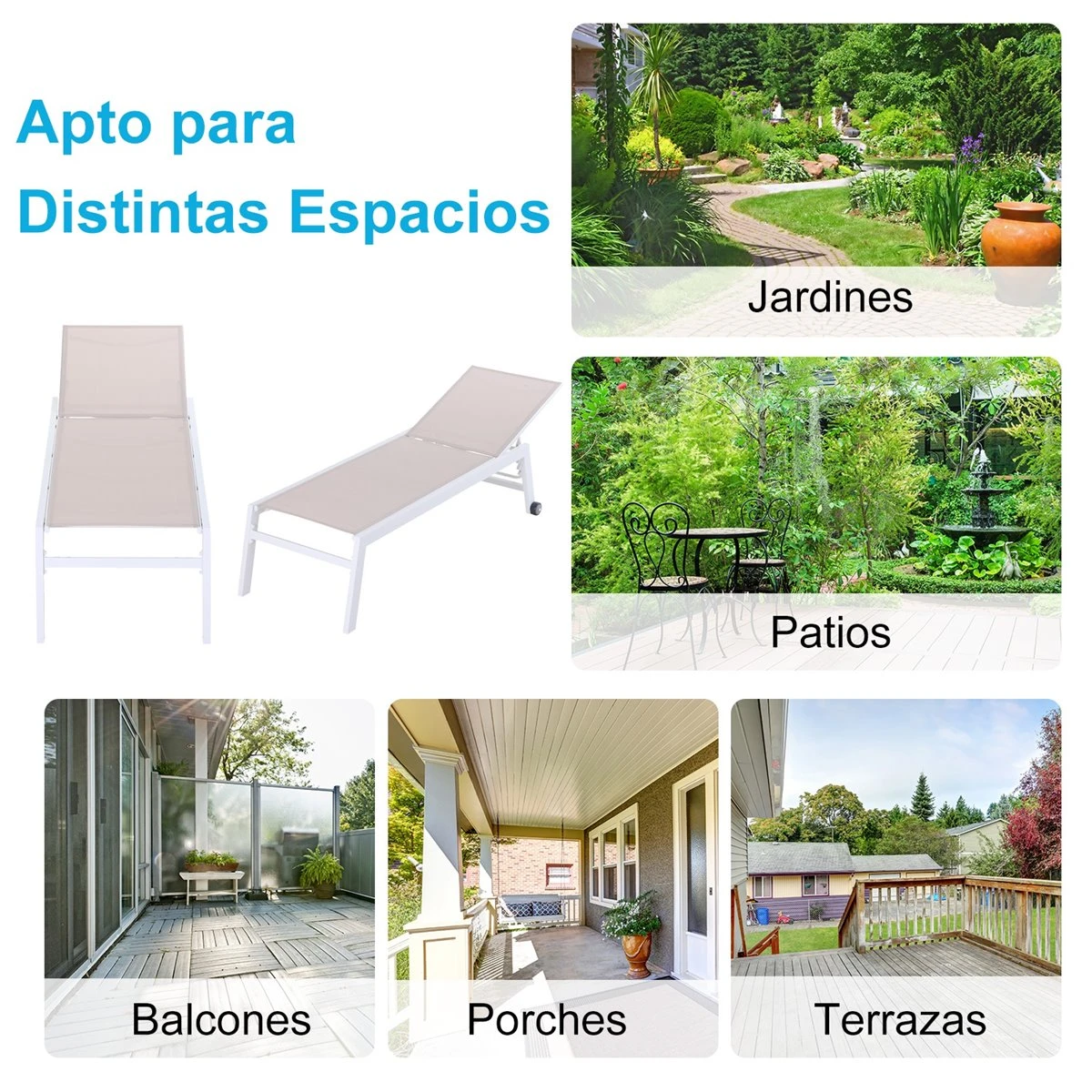 Outsunny Tumbona Multiposiciones De Jardín Con Respaldo Reclinable En 5 Posiciones De Aluminio Y Texteline Carga 160 Kg Para Patio Terraza 202x65x43 Cm Beige 13 Outsunny Tumbona Multiposiciones De Jardín Con Respaldo Reclinable En 5 Posiciones De Aluminio Y Texteline Carga 160 Kg Para Patio Terraza 202x65x43 Cm Beige - Imagen 11