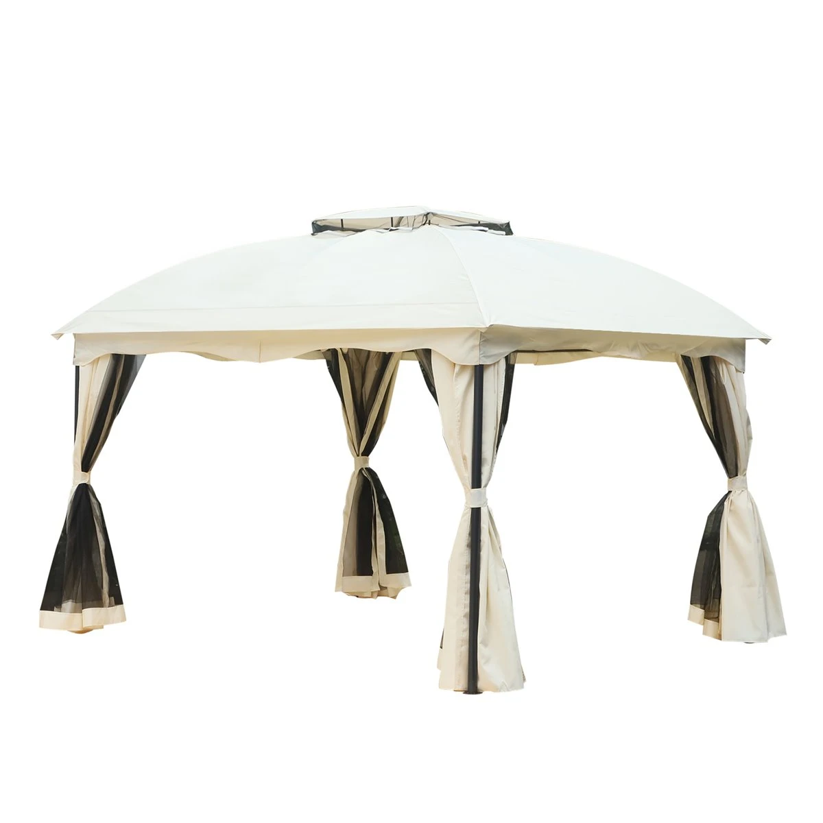 Outsunny Cenador Con Techo Gazebo Pabellón Exterior 3x3.65x2.82m Carpa Glorietas De Jardín Marco De Hierro Con Pared Lateral Y Mosquitero Color Crema 3 Outsunny Cenador Con Techo Gazebo Pabellón Exterior 3x3.65x2.82m Carpa Glorietas De Jardín Marco De Hierro Con Pared Lateral Y Mosquitero Color Crema