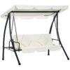 Outsunny Columpio Balancín Jardín De 3 Plazas Convertible En Cama Con Techo Ajustable Cojín Acolchado Y Almohadas Para Balcón Terraza Carga 340 Kg Acero 200x125x170 Cm Crema 2 Outsunny Columpio Balancín Jardín De 3 Plazas Convertible En Cama Con Techo Ajustable Cojín Acolchado Y Almohadas Para Balcón Terraza Carga 340 Kg Acero 200x125x170 Cm Crema -OUTSUNNY TIENDA ef5487a5e370ba4283ca02de9d42c2206f5c128f 244449792cba49ad824167d29662dffc