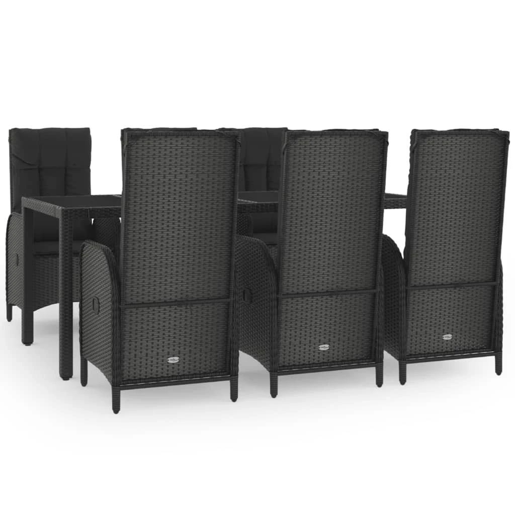 Set Comedor Jardín 7 Pzas Y Cojines Ratán Sintético Negro Gris VidaXL 4 Set Comedor Jardín 7 Pzas Y Cojines Ratán Sintético Negro Gris VidaXL - Imagen 2