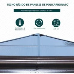 Outsunny Cenador Para Jardín 3x3 M Alumnio Pabellón Para Exterior Con Techo De Policarbonato Anti-UV Y 4 Mosquiteras Laterales Con Cremalleras Para Fiestas Eventos Beige -OUTSUNNY TIENDA f03fe64628d2abfbb9ffe1ce6a03353c8a57c6ad 29564a3da4fb4768838c5934d2fcf274