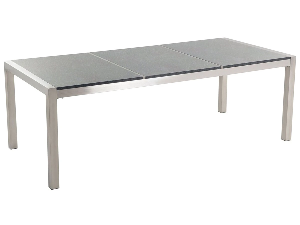 Mesa De Comedor De Metal/granito Gris Oscuro/plateado 220 X 100 Cm GROSSETO 4 Mesa De Comedor De Metal/granito Gris Oscuro/plateado 220 X 100 Cm GROSSETO - Imagen 2