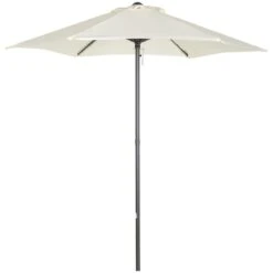 Outsunny Sombrilla De Jardín Ø2x2 M Parasol Mástil De Aluminio Con Techo De Ventilación Pestillo De Fijación Y Poste Desmontable Para Terraza Patio Exterior Beige