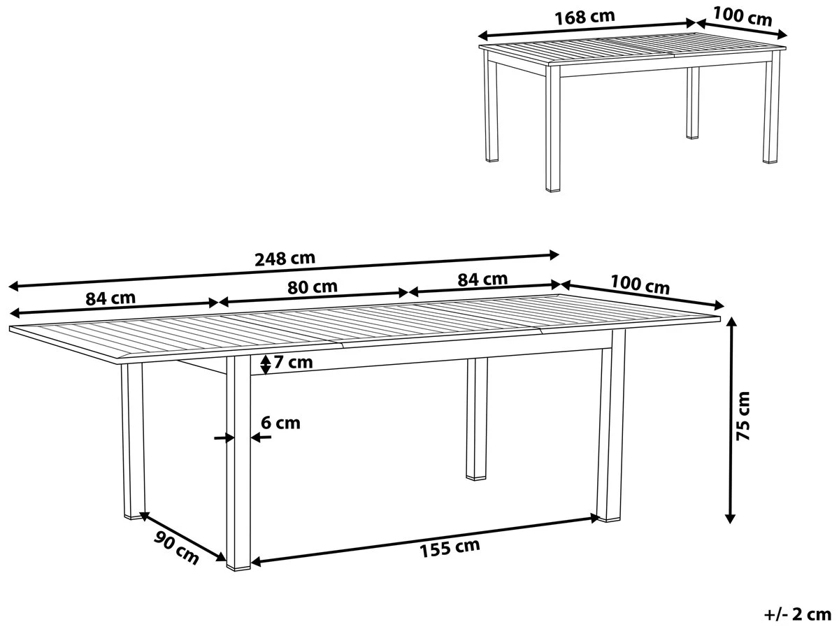 Mesa De Jardín Extensible De Metal Gris Oscuro/blanco 168/248 X 100 Cm PANCOLE 5 Mesa De Jardín Extensible De Metal Gris Oscuro/blanco 168/248 X 100 Cm PANCOLE - Imagen 3