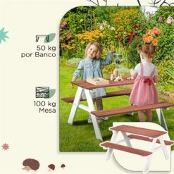 Outsunny Juego De Mesa Y 2 Bancos Infantiles De Madera Mesa De Picnic Para Niños De 3-8 Años Para Jardín Patio Terraza 89x79x50 Cm Marrón 15 Outsunny Juego De Mesa Y 2 Bancos Infantiles De Madera Mesa De Picnic Para Niños De 3-8 Años Para Jardín Patio Terraza 89x79x50 Cm Marrón -OUTSUNNY TIENDA f31ee7f2541f066fc106d6301075e478821596dd 4d5877d4e6c9460e8a463cec3d547590