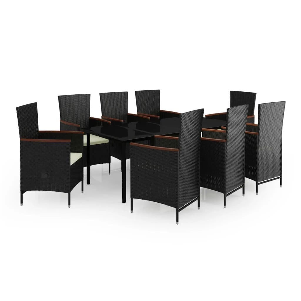 Juego De Comedor Para Jardín 9 Piezas Con Cojines Negro VidaXL 4 Juego De Comedor Para Jardín 9 Piezas Con Cojines Negro VidaXL - Imagen 2