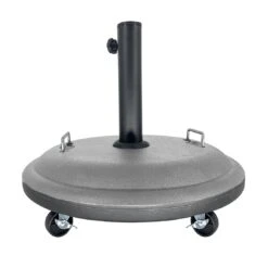 Acomoda Textil – Base De Sombrilla Ajustable Redonda 50 Cm ø Con Ruedas Para Jardín, Patio, Terraza. Soporte De Parasol 25 Kg Resistente, Manejable Con Doble Asa. (Redonda Con Ruedas 50 Cm ø)