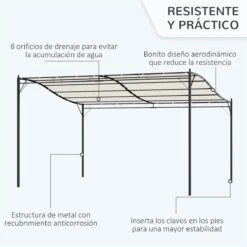 Outsunny Pérgola De Jardín 4x3 M Cenador Montado En Pared Con Toldo Y 4 Orificios De Drenaje Marco De Metal Y Poliéster 180 G/m² Para Patio Terraza Crema 14 Outsunny Pérgola De Jardín 4x3 M Cenador Montado En Pared Con Toldo Y 4 Orificios De Drenaje Marco De Metal Y Poliéster 180 G/m² Para Patio Terraza Crema -OUTSUNNY TIENDA f4e1b1680c994a9bc4e6b4da815cec35dd620ee7 dac79a41a6194e3b83c5b50e64acff1e
