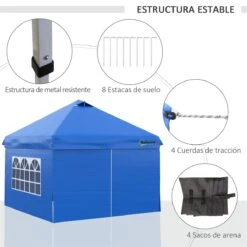 Outsunny Carpa Plegable 3x3 M Con Altura Ajustable De 3 Niveles Cenador De Jardín Con 4 Paredes Extraíbles 2 Ventanas 4 Sacos De Arena Y Bolsa De Transporte Para Camping Azul 16 Outsunny Carpa Plegable 3x3 M Con Altura Ajustable De 3 Niveles Cenador De Jardín Con 4 Paredes Extraíbles 2 Ventanas 4 Sacos De Arena Y Bolsa De Transporte Para Camping Azul -OUTSUNNY TIENDA f6c9658f852a48d43a74cd56dcd4d52da1337ba1 90c36a207a8c4dce9fae8ec69f7e08eb