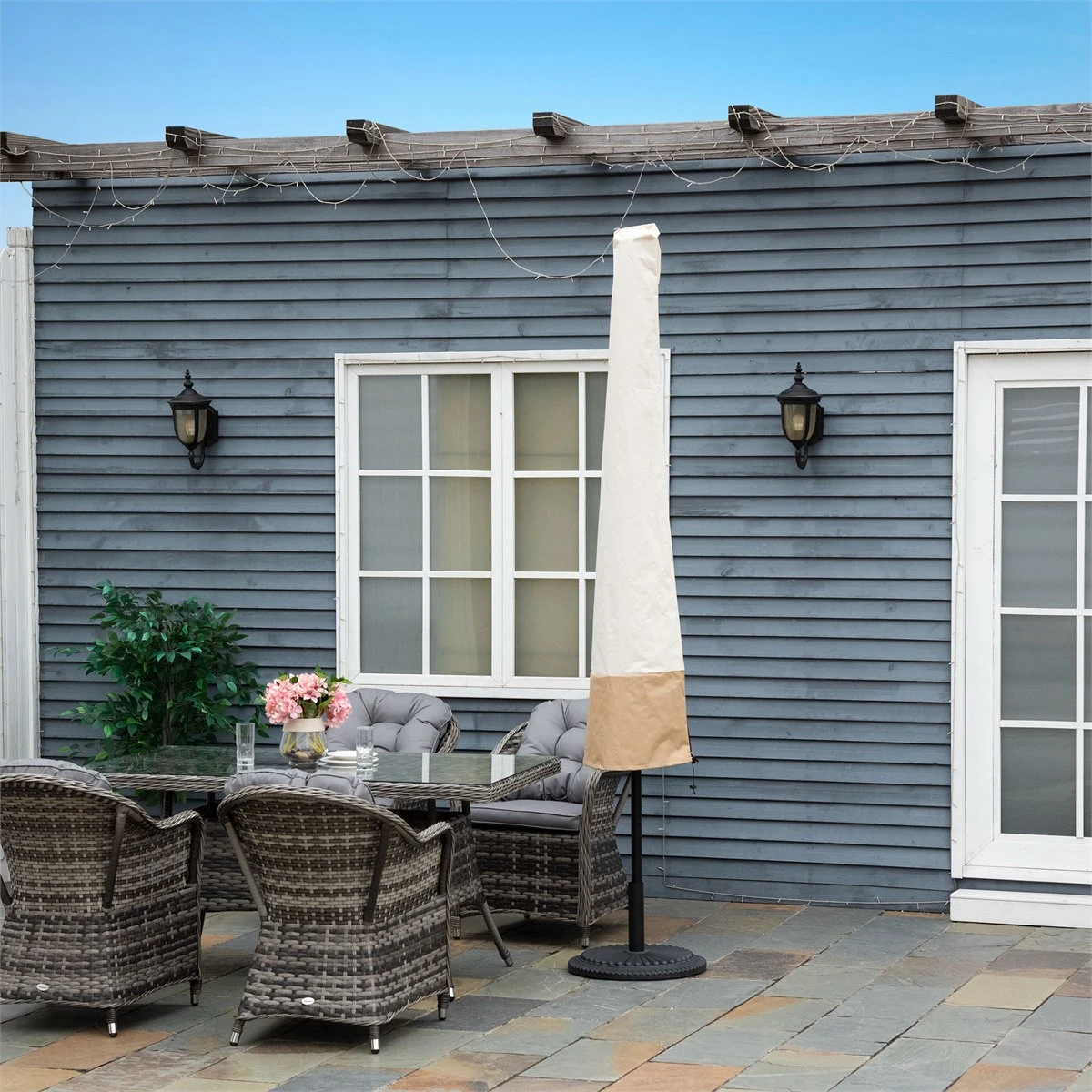 Outsunny Funda Para Sombrilla De Jardín Impermeable De Tela Oxford 600D Ø60x190 Cm Funda Protectora De Parasol Con Banda Elástica Y Cremallera Para Patio Terraza Exterior Beige 4 Outsunny Funda Para Sombrilla De Jardín Impermeable De Tela Oxford 600D Ø60x190 Cm Funda Protectora De Parasol Con Banda Elástica Y Cremallera Para Patio Terraza Exterior Beige - Imagen 2