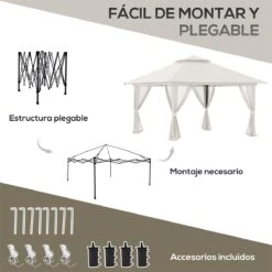 Outsunny Carpa Plegable Pop-up 3,92x3,92x2,83 M Cenador De Jardín Con Altura Ajustable Protección UV50+ Doble Techo Mosquiteras Y Bolsa De Ruedas Para Fiestas Camping Crema 12 Outsunny Carpa Plegable Pop-up 3,92x3,92x2,83 M Cenador De Jardín Con Altura Ajustable Protección UV50+ Doble Techo Mosquiteras Y Bolsa De Ruedas Para Fiestas Camping Crema -OUTSUNNY TIENDA f7dd7917f5615dd38c87c4c6fe7314a23cd2a5a9 d1a2eebc72ac4beda08573827adf8233