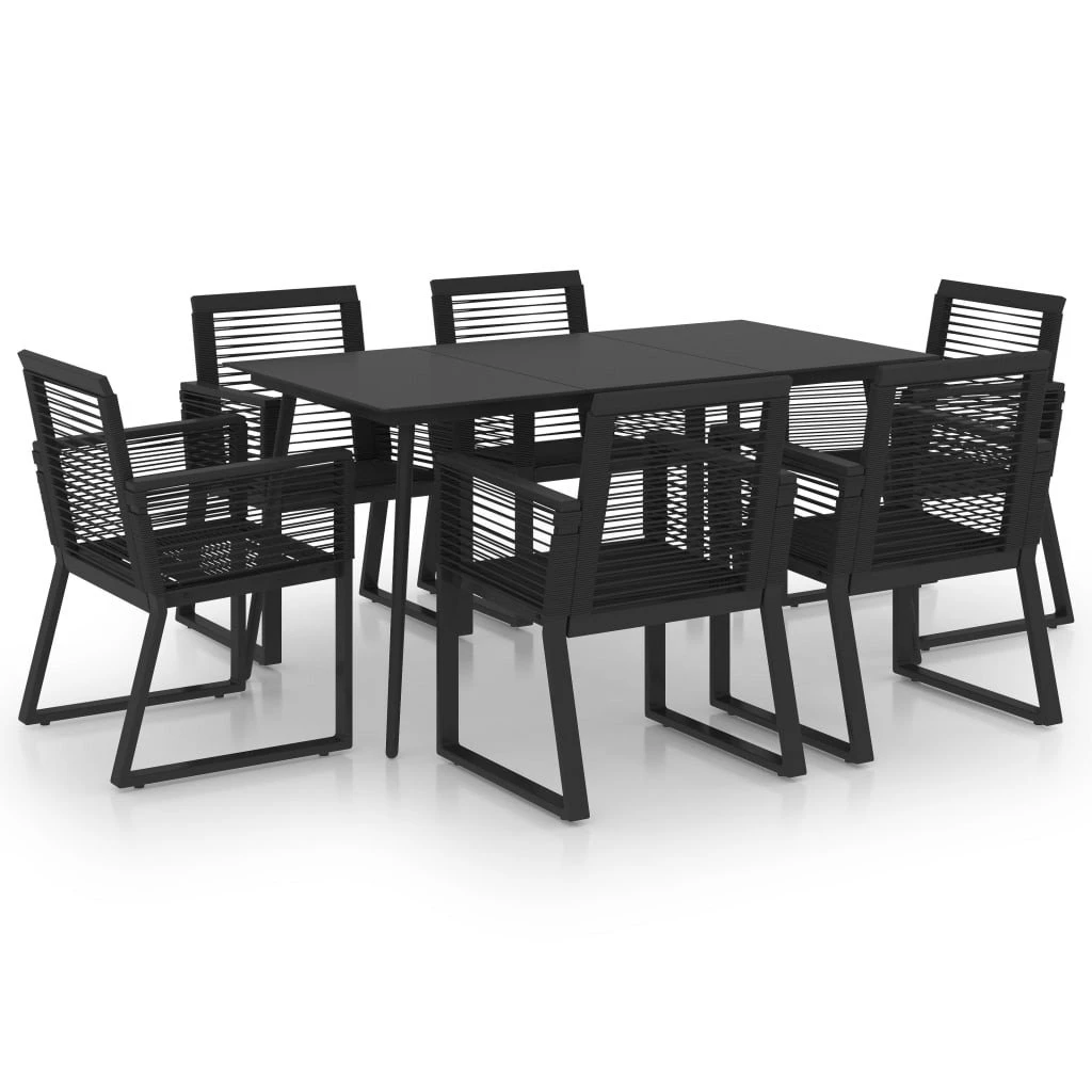 Juego De Comedor Para Jardín 7 Piezas Ratán PVC Negro VidaXL 4 Juego De Comedor Para Jardín 7 Piezas Ratán PVC Negro VidaXL - Imagen 2