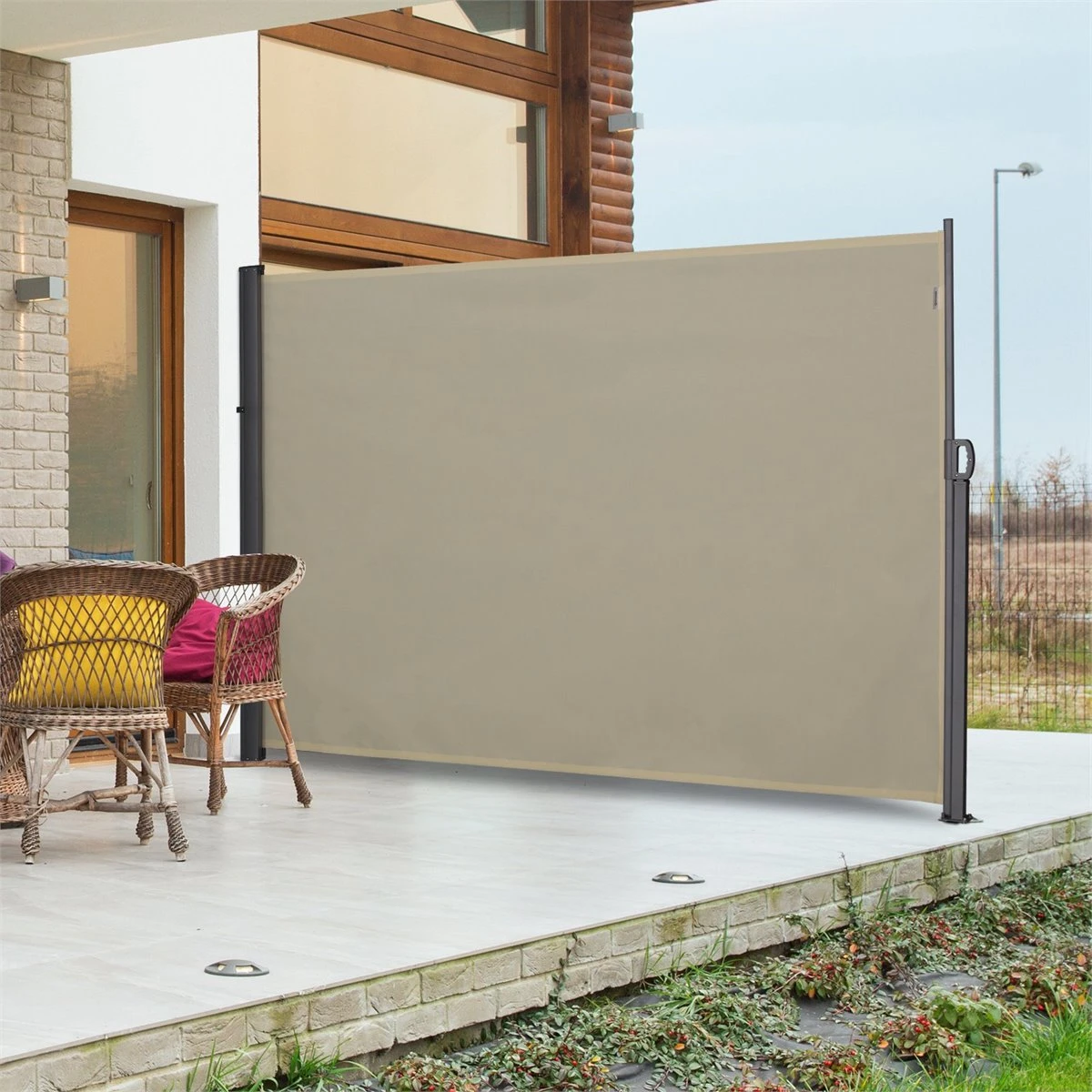 Outsunny Toldo Lateral Retráctil 300x180 Cm Pantalla Enrollable Mampara De Privacidad Y Protección Solar Para Balcón Terraza Color Crema 4 Outsunny Toldo Lateral Retráctil 300x180 Cm Pantalla Enrollable Mampara De Privacidad Y Protección Solar Para Balcón Terraza Color Crema - Imagen 2