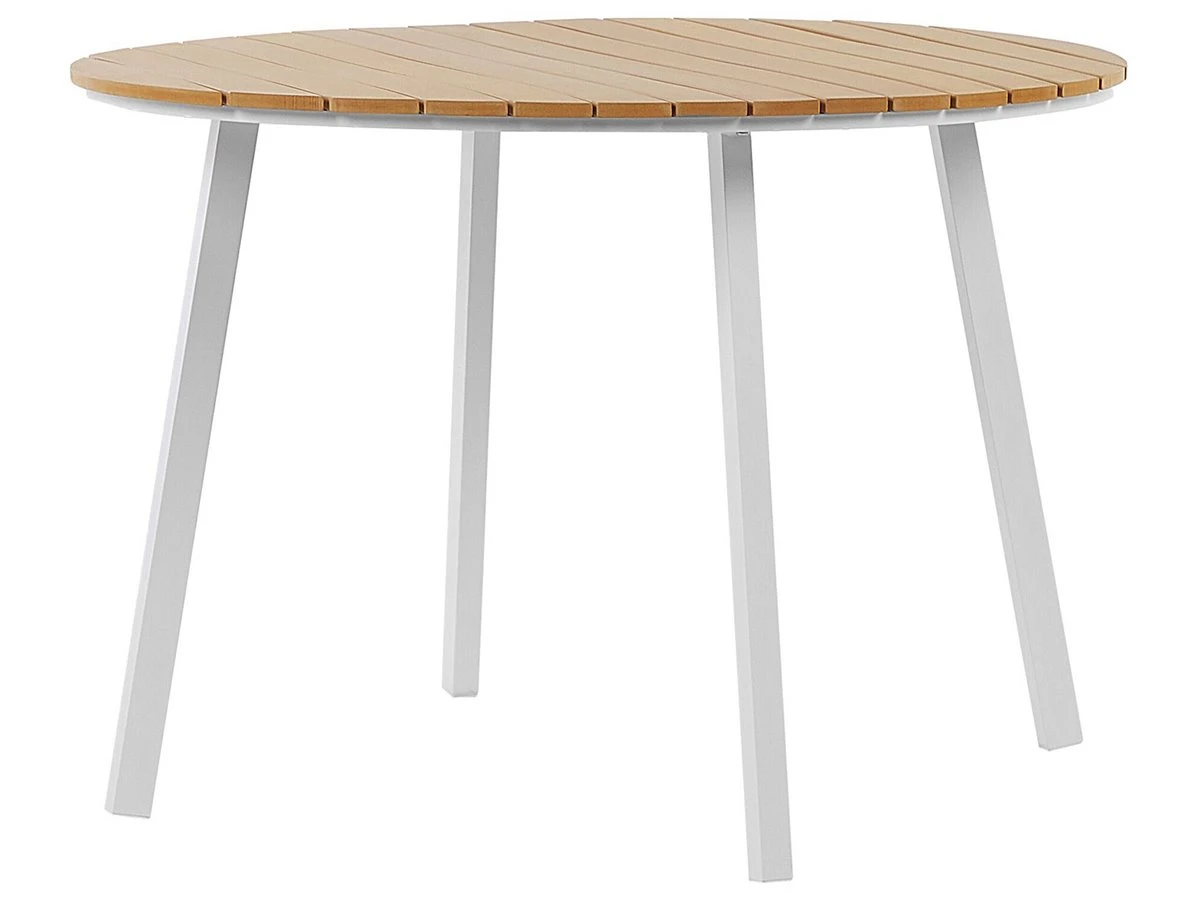 Mesa De Jardín De Madera Plástica Clara/blanco ø 105 Cm CAVOLI 4 Mesa De Jardín De Madera Plástica Clara/blanco ø 105 Cm CAVOLI - Imagen 2