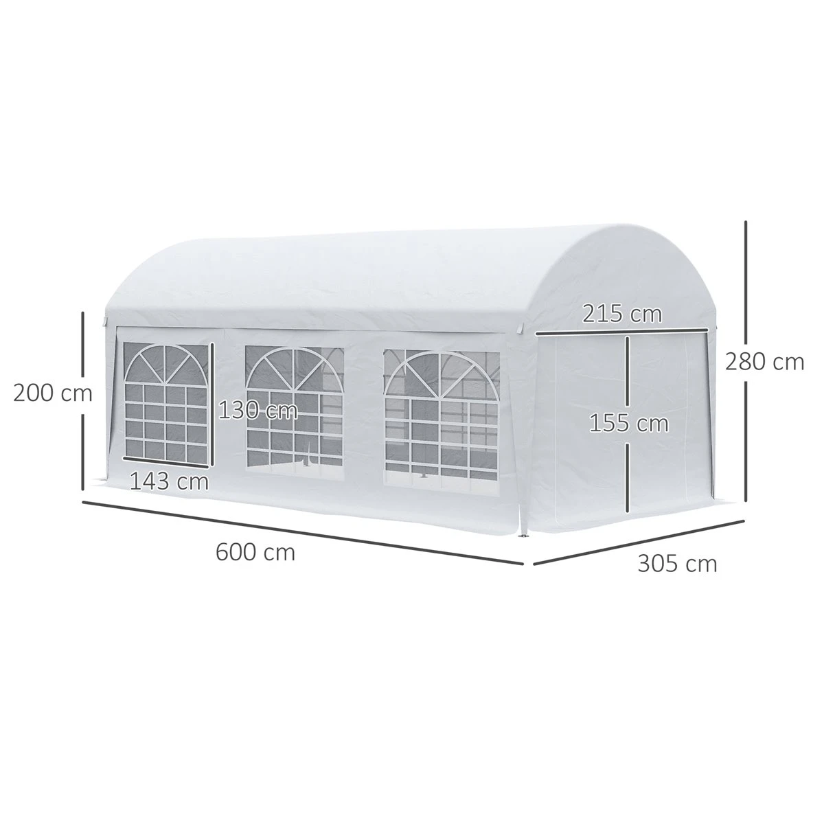 Outsunny Carpa De Jardín 6x3 M Carpa Para Fiestas Cenador Con Paredes Laterales Extraíbles Puerta Con Cremalleras Y 6 Ventanas Protección UV Para Exterior Eventos Bodas Blanco 4 Outsunny Carpa De Jardín 6x3 M Carpa Para Fiestas Cenador Con Paredes Laterales Extraíbles Puerta Con Cremalleras Y 6 Ventanas Protección UV Para Exterior Eventos Bodas Blanco - Imagen 3