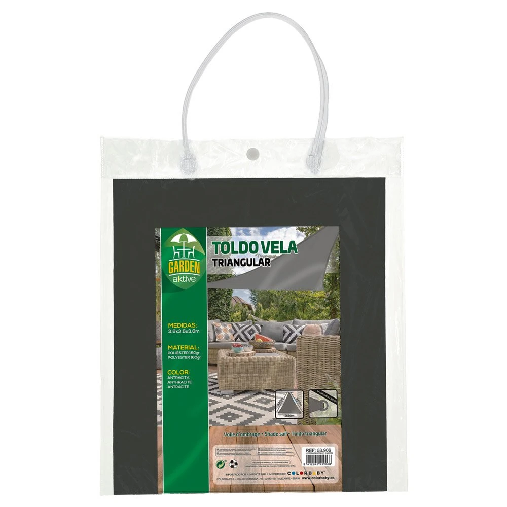 Toldo Vela De Sombreo Triangular Aktive Garden Gris Antracita 6 Toldo Vela De Sombreo Triangular Aktive Garden Gris Antracita - Imagen 4