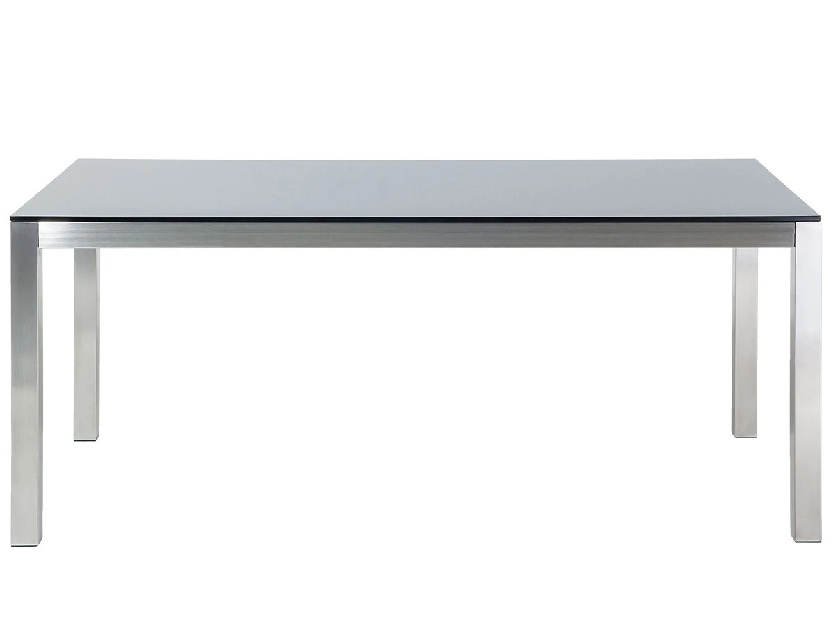 Mesa De Comedor De Metal/vidrio Templado Negro/plateado 180 X 90 Cm GROSSETO 8 Mesa De Comedor De Metal/vidrio Templado Negro/plateado 180 X 90 Cm GROSSETO - Imagen 6