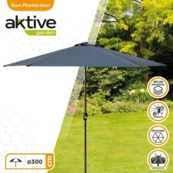 Parasol Hexagonal 300 Cm Color Antracita Mástil Aluminio Aktive Garden -OUTSUNNY TIENDA fa8bc382d0ae459d5159eb0b2d1db6b724ea17fd 2e84efd513ca4bd9841bb4a92a819d31