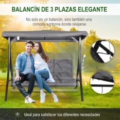 Outsunny Balancín Con Toldo Ajustable De 3 Plazas Columpio De Jardín Con Dosel Cojines Para Exterior Terraza Patio Carga 270 Kg 200x115x168 Cm Gris 15 Outsunny Balancín Con Toldo Ajustable De 3 Plazas Columpio De Jardín Con Dosel Cojines Para Exterior Terraza Patio Carga 270 Kg 200x115x168 Cm Gris -OUTSUNNY TIENDA fb87a0ce3e7bf00362a175b4a472835491976929 c84e22a806344315a7a83041c5c65015