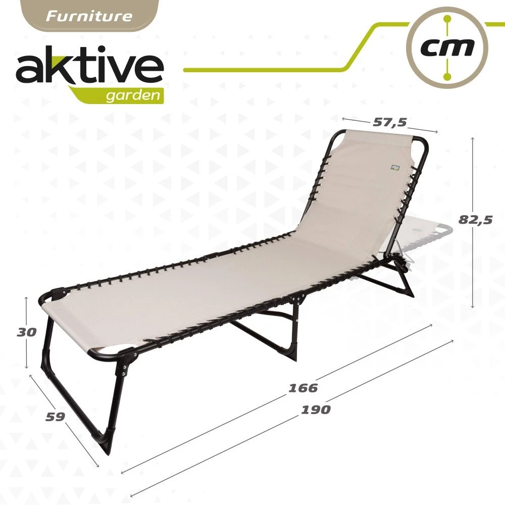 Tumbona Plegable Multiposición Crema Aktive 8 Tumbona Plegable Multiposición Crema Aktive - Imagen 6
