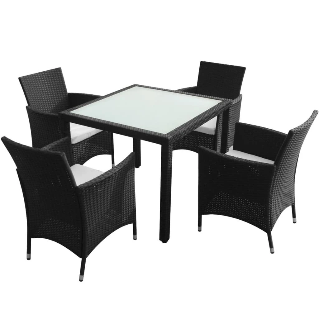 Set Comedor De Jardín 5 Piezas Y Cojines Ratán Sintético Negro VidaXL 4 Set Comedor De Jardín 5 Piezas Y Cojines Ratán Sintético Negro VidaXL - Imagen 2