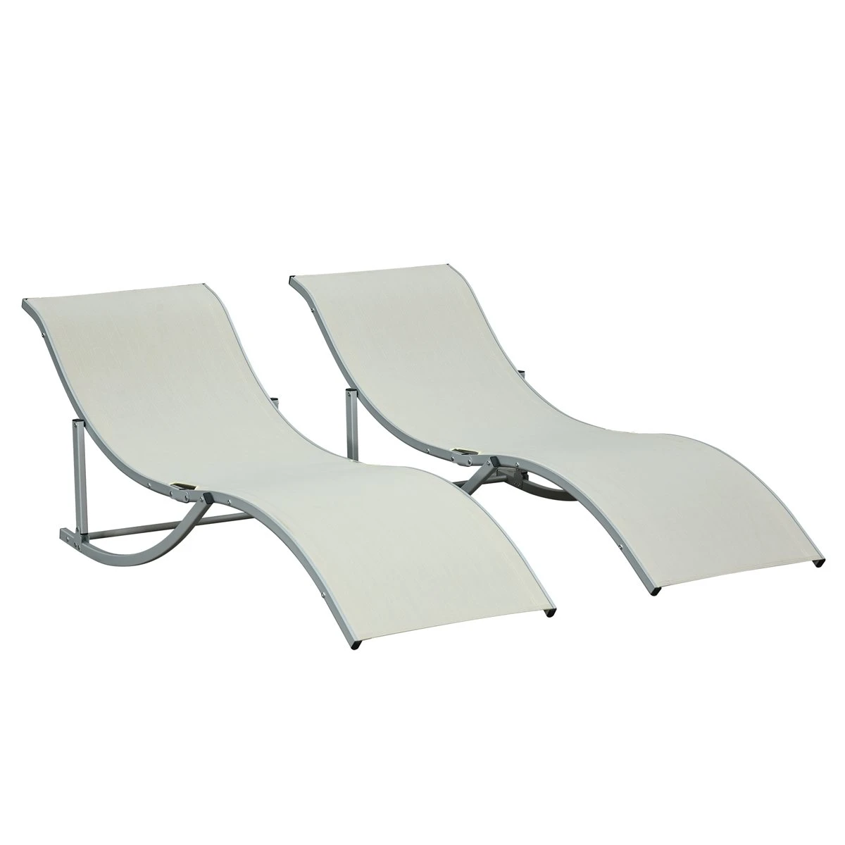 Outsunny 2 Tumbonas Plegables En Forma De S Ergonómica Con Marco De Aluminio Texteline Para Piscina Patio Jardín Terraza 165x61x63 Cm Beige 3 Outsunny 2 Tumbonas Plegables En Forma De S Ergonómica Con Marco De Aluminio Texteline Para Piscina Patio Jardín Terraza 165x61x63 Cm Beige